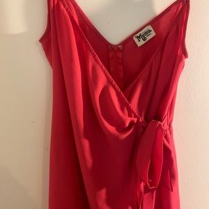 pink wrap dress
